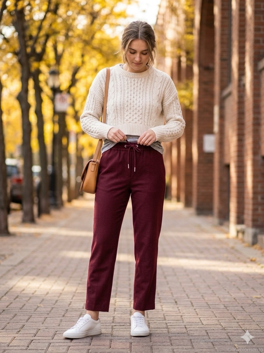 H&M LOGG Archive 2018 Burgundy Twill Jogger Pants 4 | Cozy Wool Feel Fall Cozy